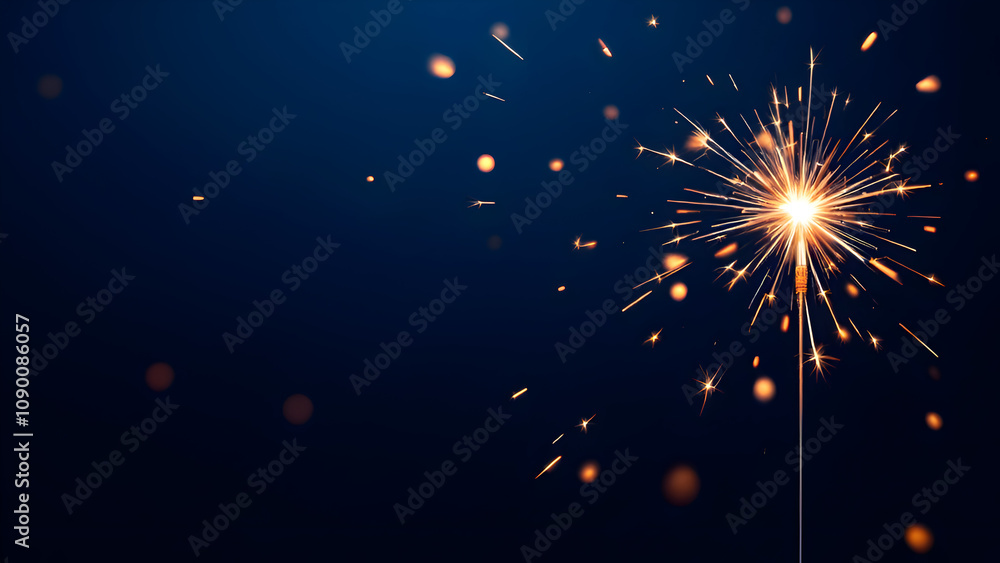 Obraz premium New year celebration fireworks on dark blue background, New year 2025 eve party.