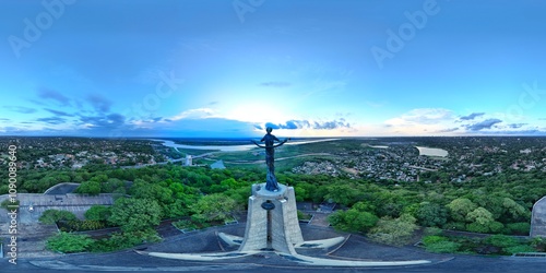 360 aerial photo taken with drone of Cerro Lambaré in Asunción, Paraguay photo