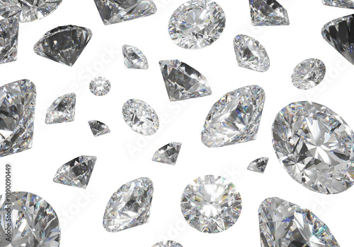 Luxury falling diamonds composition on transparent background -16bit PNG