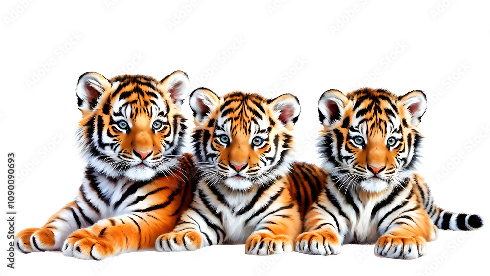 Obraz premium A simple and cute tiger doll icon with a white background