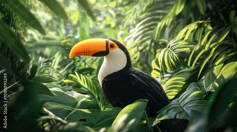 Fototapeta premium Toucan in Tropical Foliage