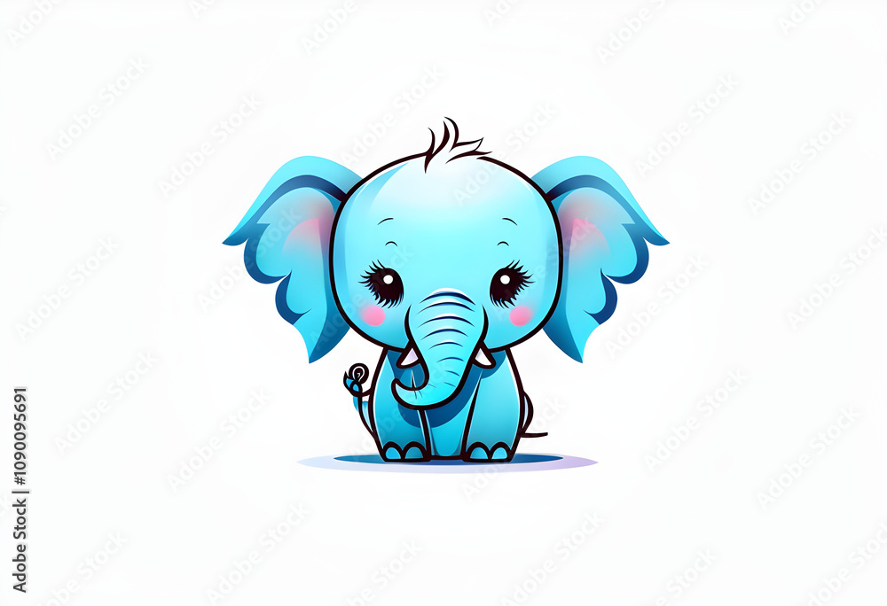 Fototapeta premium A simple and cute elephant doll icon with a white background