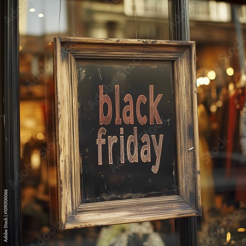 Black Friday sign is displayed outside of a small retail business 