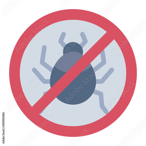 No bug flat icon for pest free or hygiene themes