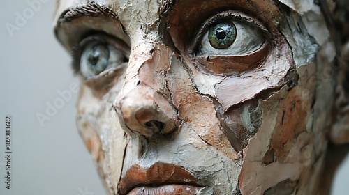 Detailed Close-up of a Sculptural Portrait with Textured Skin AI Generated photo