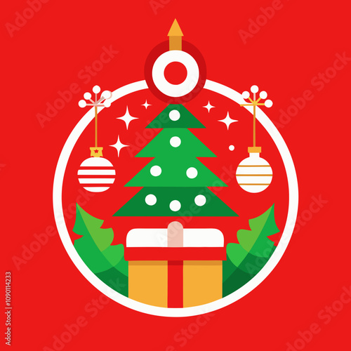 christmas tree with gifts and balls