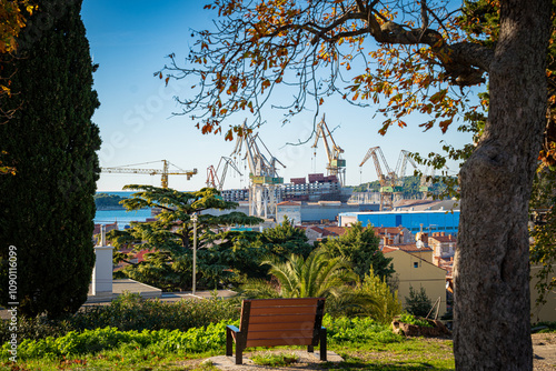 view of the sea from the Kastel hill in Pula