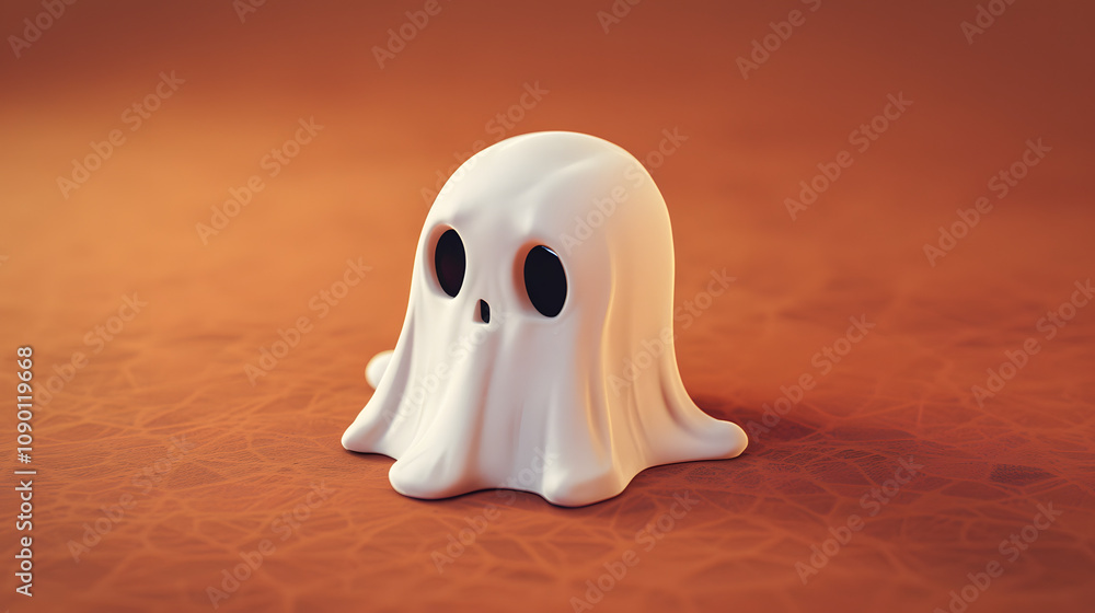 Fototapeta premium Cute Halloween Ghost Mask Cartoon 3D