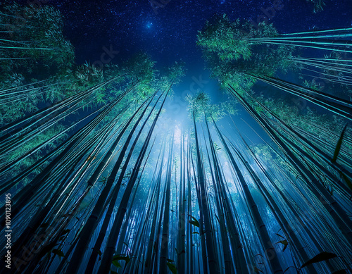 星空の見える夜の竹林 08