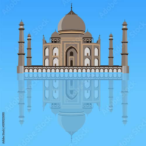 Taj mahal India vector design illustration isolated on blue background