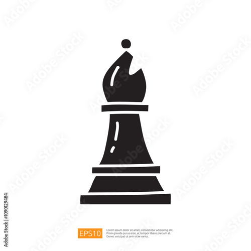 A stylized black silhouette of a chess piece, specifically a bishop, representing strategy and intellect in the game of chess.