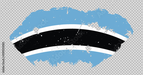 Botswana national flag with distressed stroke brush effect on isolated background