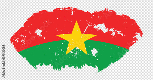 Burkina Faso national flag with distressed stroke brush effect on isolated background