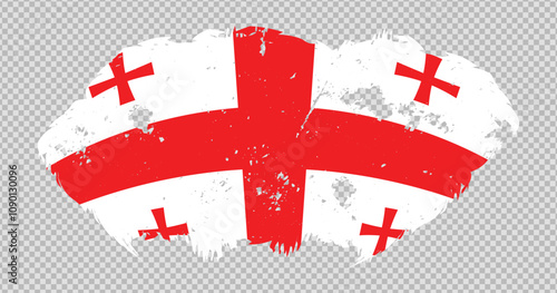 Georgia national flag with distressed stroke brush effect on isolated background