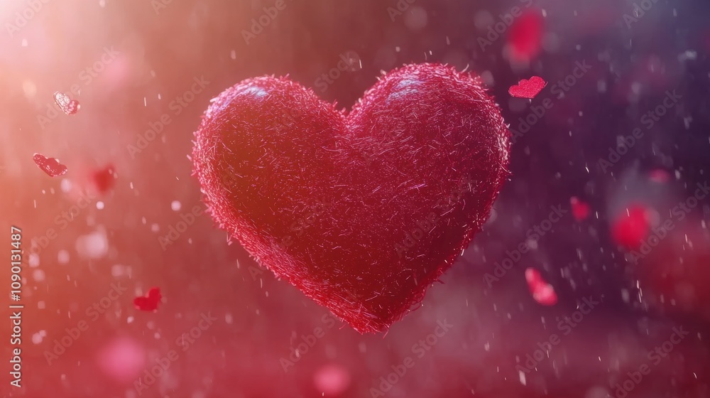 Fototapeta premium A vibrant red heart floats gracefully in the air, symbolizing love and affection, perfect for expressing emotions on Valentine's Day.