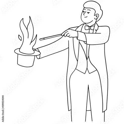 Magician showing fire magic trick