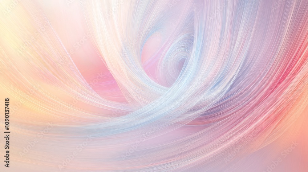 Fototapeta premium Abstract swirl of fiber optic lights in pastel tones, soft glowing effect 