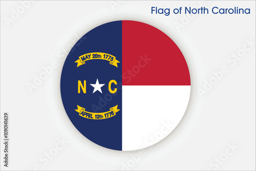 High detailed flag of North Carolina. North Carolina state flag, National North Carolina flag. Flag of state North Carolina. USA. America. 3D Illustration