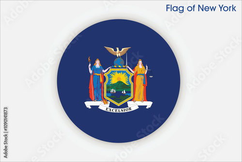 High detailed flag of New York. New York state flag, National New York flag. Flag of state New York. USA. America. 3D Illustration photo