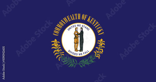 High detailed flag of Kentucky. Kentucky state flag, National Kentucky flag. Flag of state Kentucky. USA. America. 3D Illustration