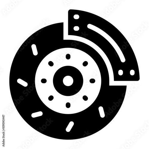 Brake disk glyph icon for automotive safety and repair