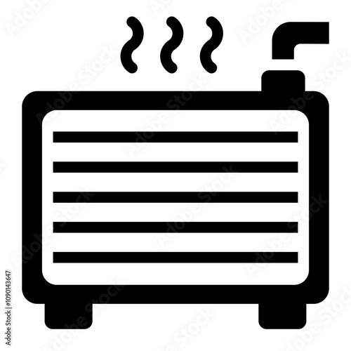Radiator glyph icon for engine cooling and maintenance