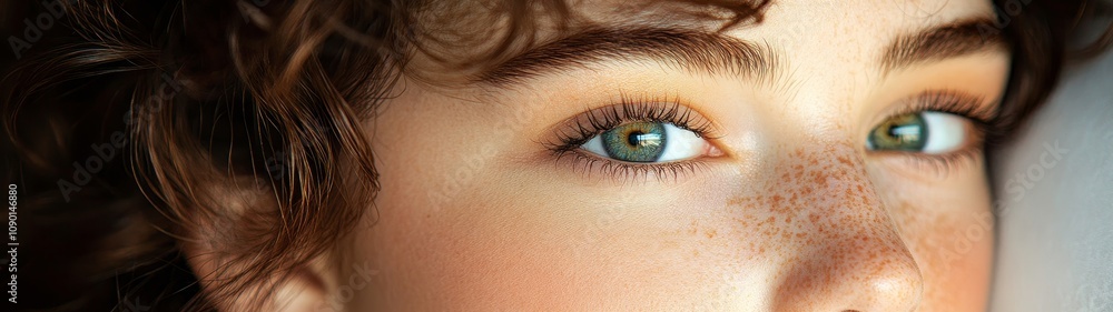 Obraz premium Close-Up of a Beautiful Face Capturing Emotions and Expressions in Natural Light for Artistic and Creative Projects