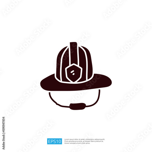 A simple silhouette of a firefighter's helmet with a microphone, representing fire safety and emergency services.