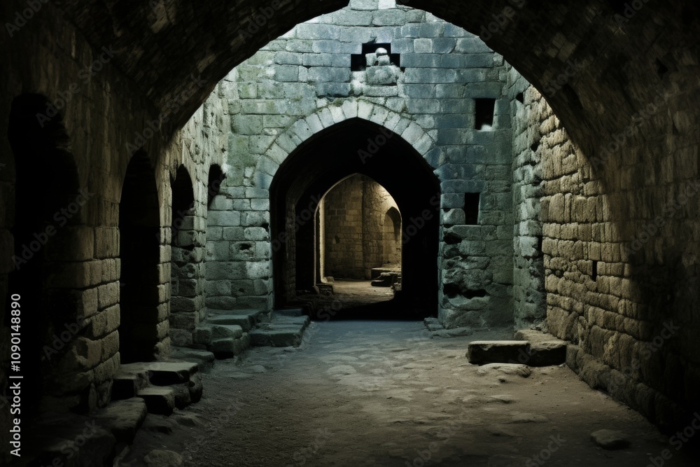 Fototapeta premium Stunning interior views showcasing the architectural arches of a majestic historical castle