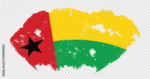 Guinea Bissau national flag with distressed stroke brush effect on isolated background