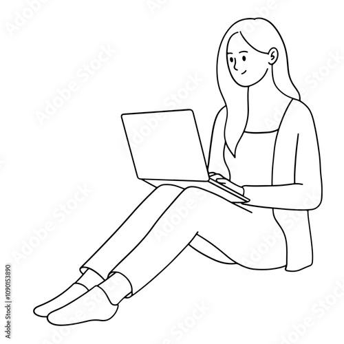 Young woman work from home