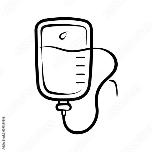 Hand-drawn IV drip illustration for medical and healthcare concepts