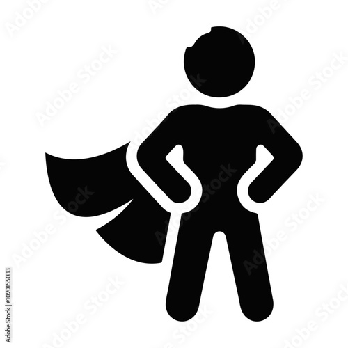 comic brave power hero man vector silhouette icon design photo