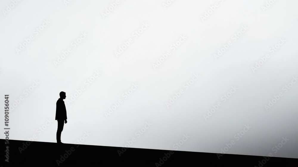 Obraz premium An abstract representation of social isolation, with empty spaces and fragmented silhouettes, Illustrating the theme of loneliness and disconnectedness