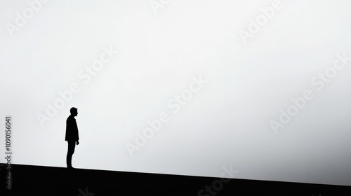 An abstract representation of social isolation, with empty spaces and fragmented silhouettes, Illustrating the theme of loneliness and disconnectedness