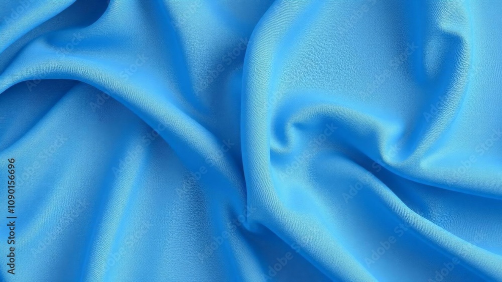 Fototapeta premium Flowing blue silk fabric against textured gray backdrop, blue, gentle, pattern