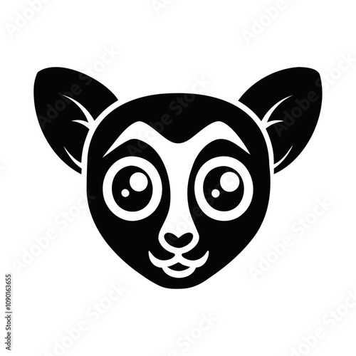 Black silhouette Tarsier head vector icon design