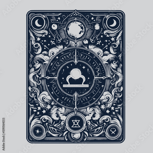 vintage libra ouija tarot tattoo design