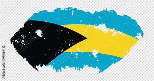 Bahamas national flag with distressed stroke brush effect on isolated background