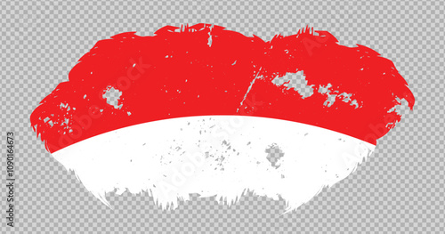 Indonesia national flag with distressed stroke brush effect on isolated background