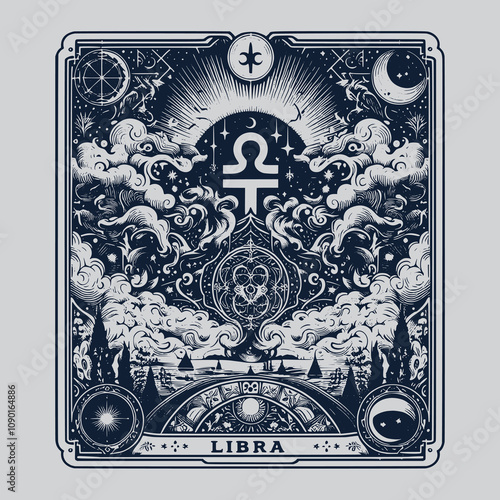 mystical libra zodiak tarot tattoo design