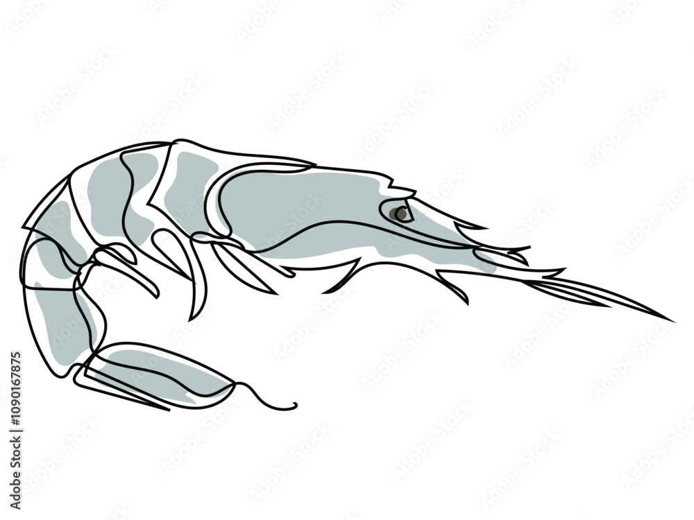 Obraz premium Shrimp in a continuous line pattern a continuous line pattern
