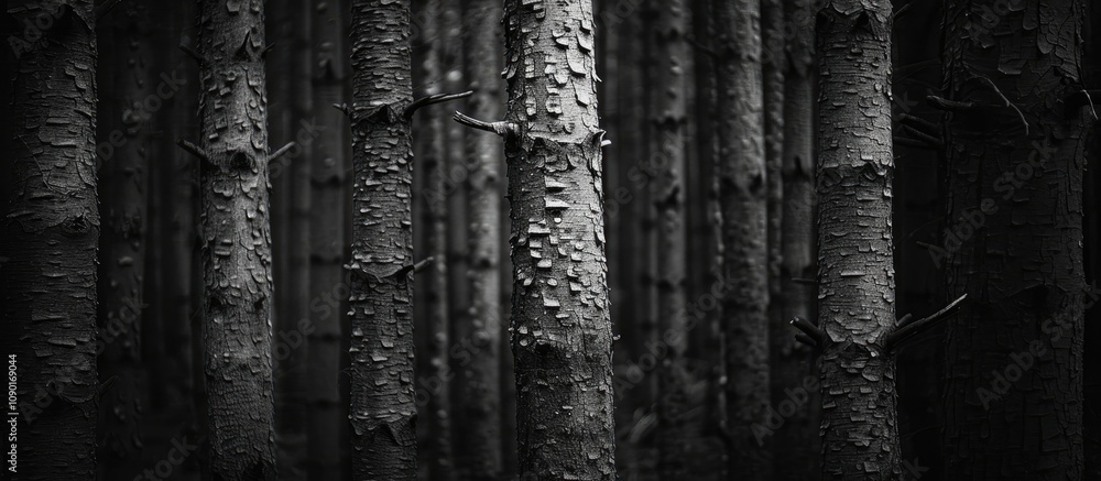 Obraz premium Tree Trunks in Forested Landscape