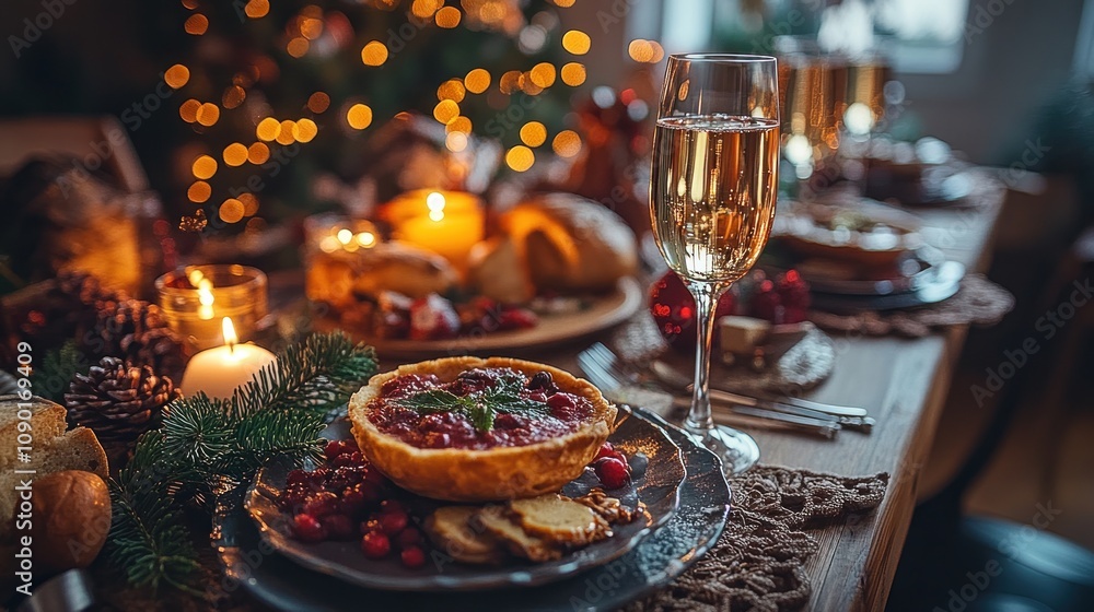 Fototapeta premium Festive Christmas Dinner Table.
