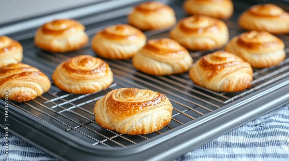 Golden Pastry Perfection: Rows of freshly baked, golden brown pastries on a wire rack, showcasing the artistry of baking and the irresistible allure of sweet treats. Golden Pastry Perfection: Rows of freshly baked, golden brown pastries on a wire rack, showcasing the artistry of baking and the irresistible allure of sweet treats.