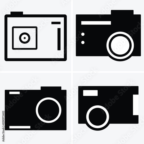 Camera icon set, photo camera icon, camera photography icon, Camera icon vector silhouette
