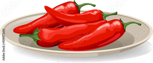 Mexican Red Chilies on Plate
