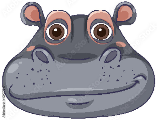 Cute Hippo Cartoon Illustration