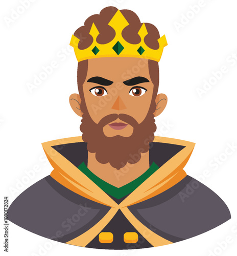 Regal King with Crown Illustration