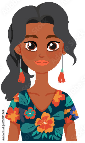 Smiling Woman in Floral Dress